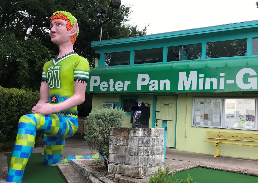 Our iconic Peter Pan overlooks our pretty courses and greets our visitors coming up the steps!